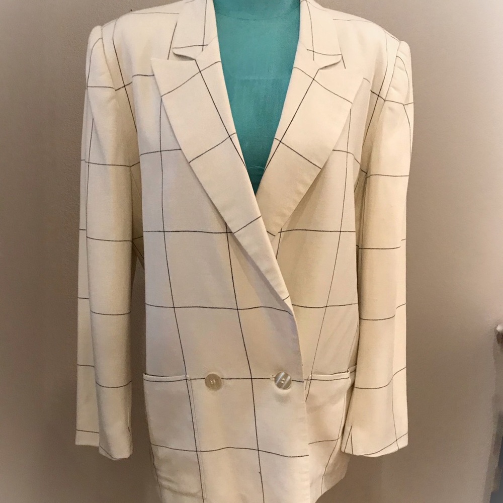 Vintage Double-breasted plaid blazer